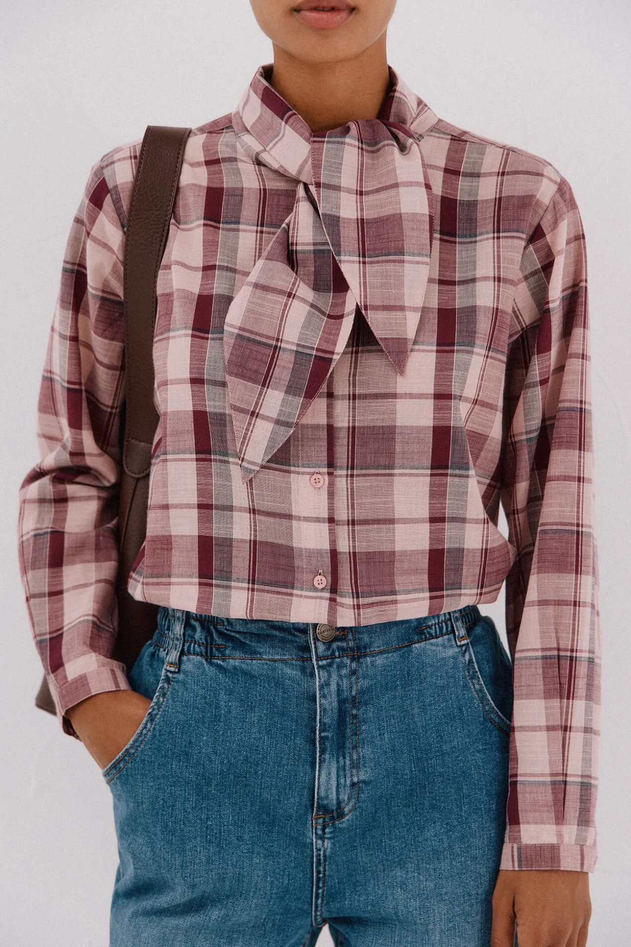 Blusa cuadros lazada