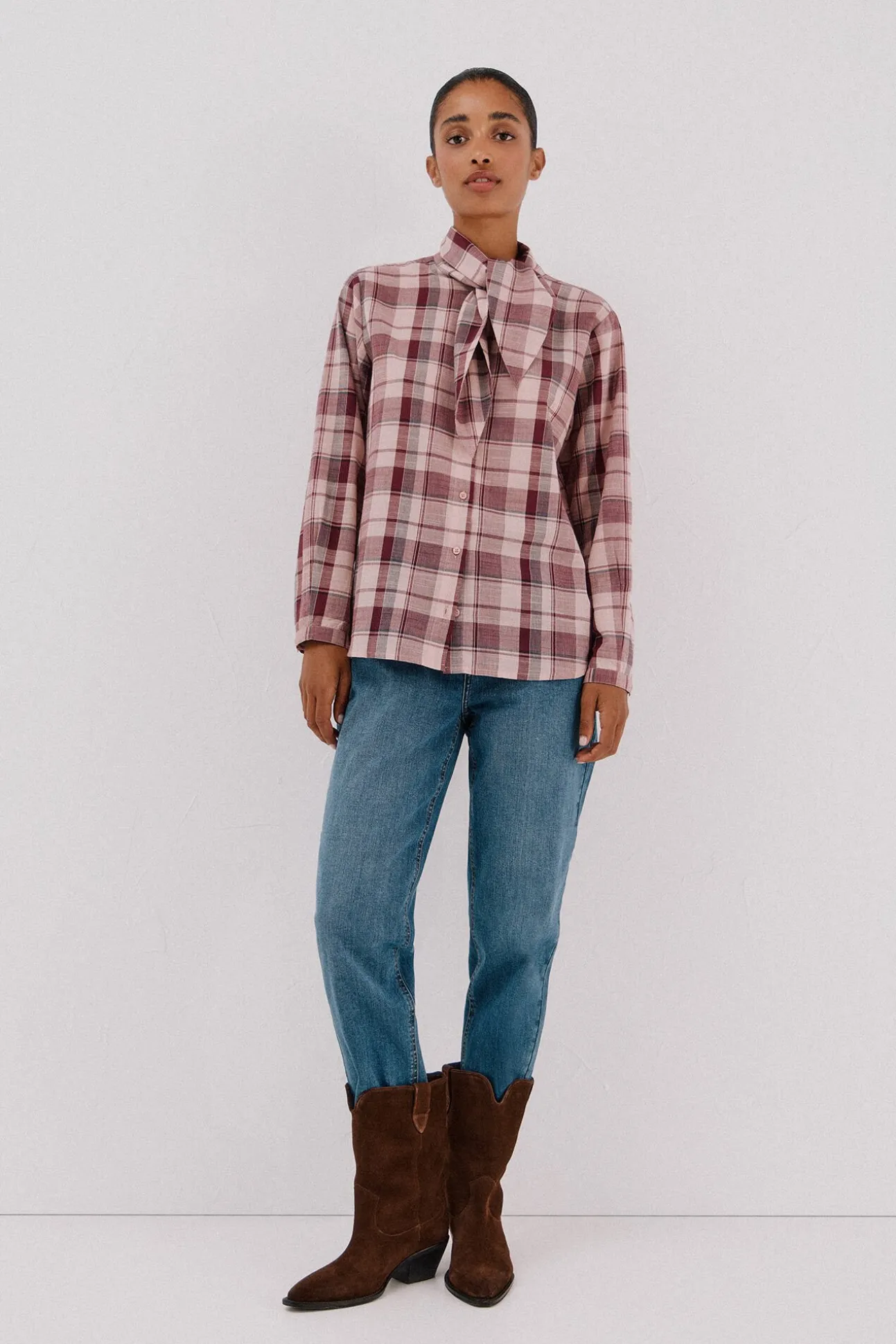 Blusa cuadros lazada