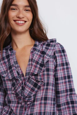 Blusa cuadros volante