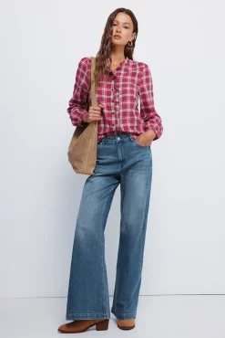 Blusa cuadros volante tapeta