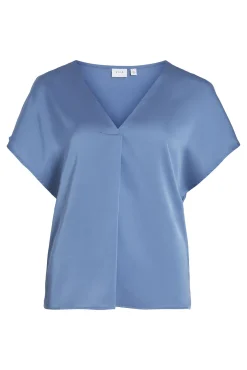 Blusa de manga corta satinada