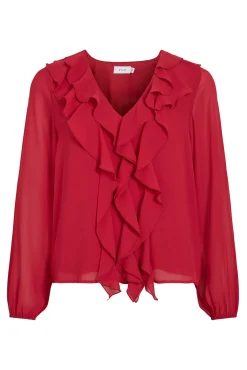 Blusa de manga larga con volantes