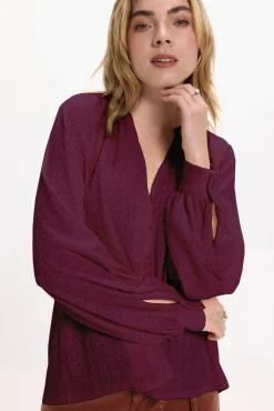 Blusa de manga larga con cuello mao