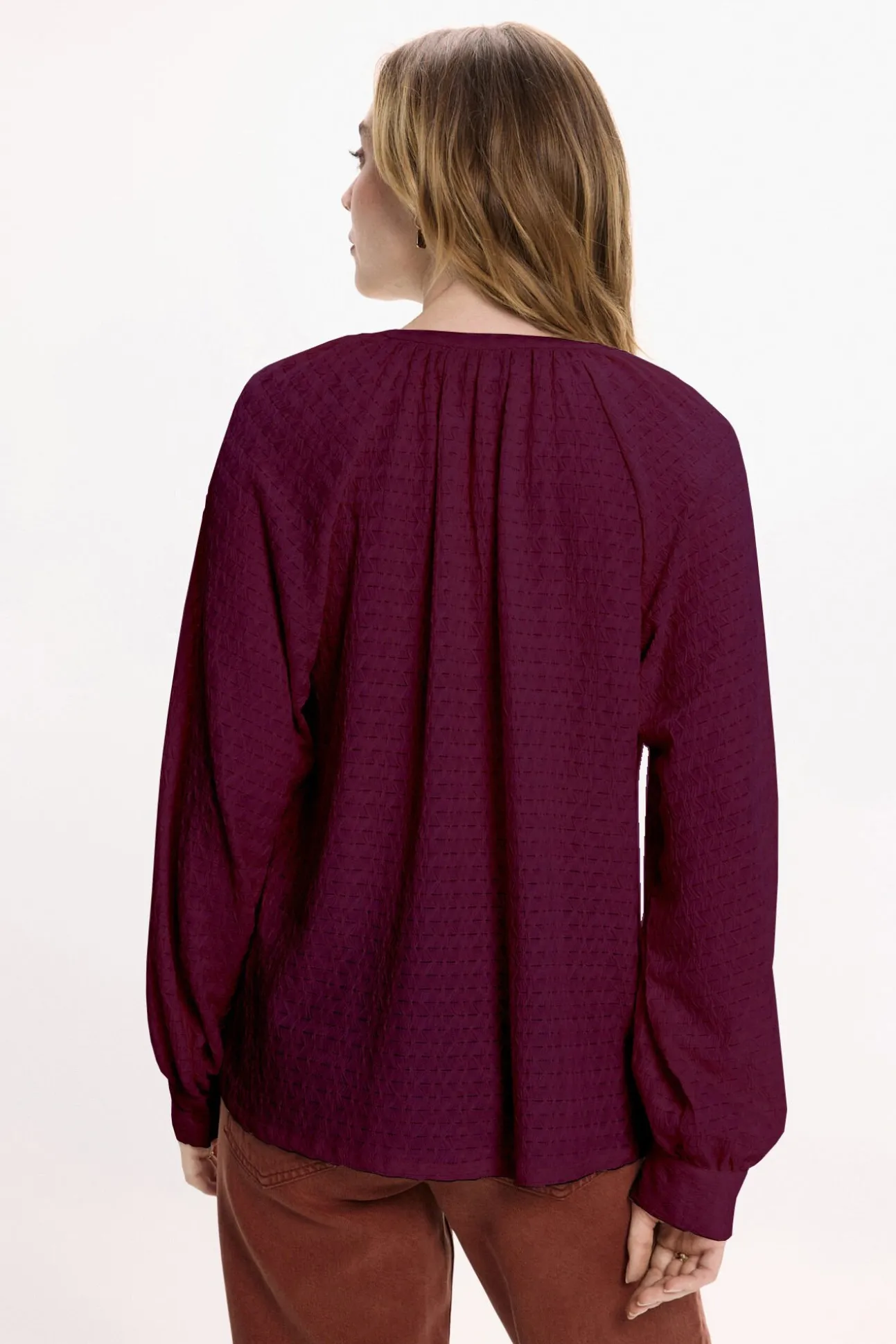 Blusa de manga larga con cuello mao