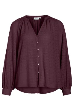 Blusa de manga larga con cuello mao