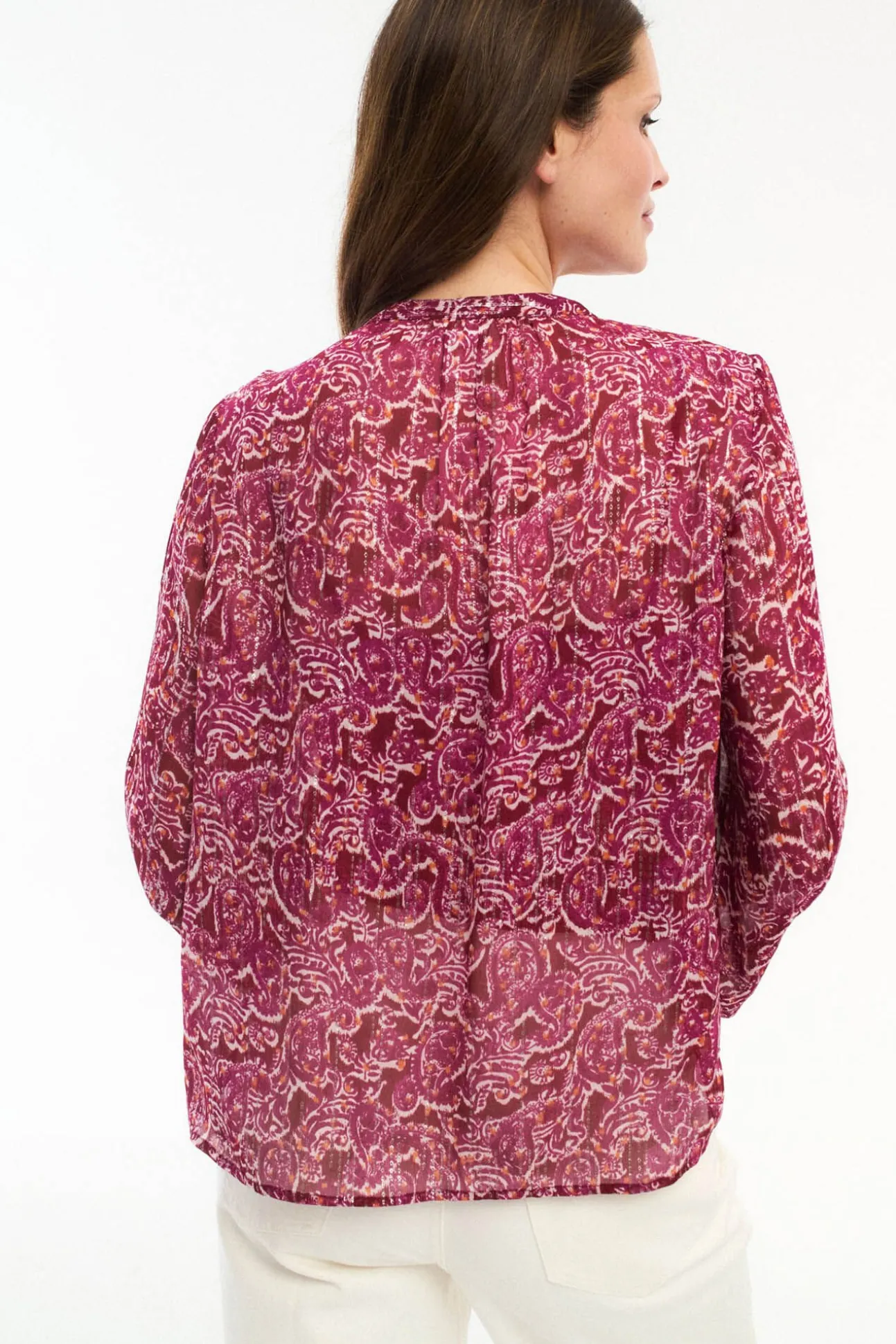 Blusa de manga larga estampada con lúrex