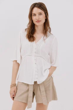 Blusa encaje volantes