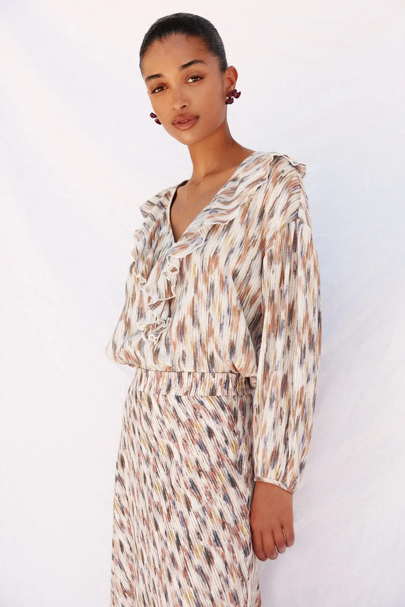 Blusa estampada volantes