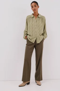 Blusa fluida estampada lurex