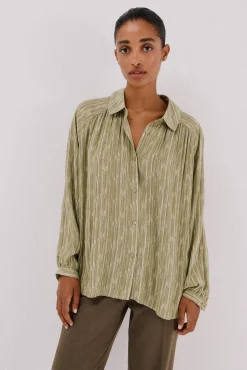 Blusa fluida estampada lurex