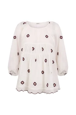 Blusa frunces bordados