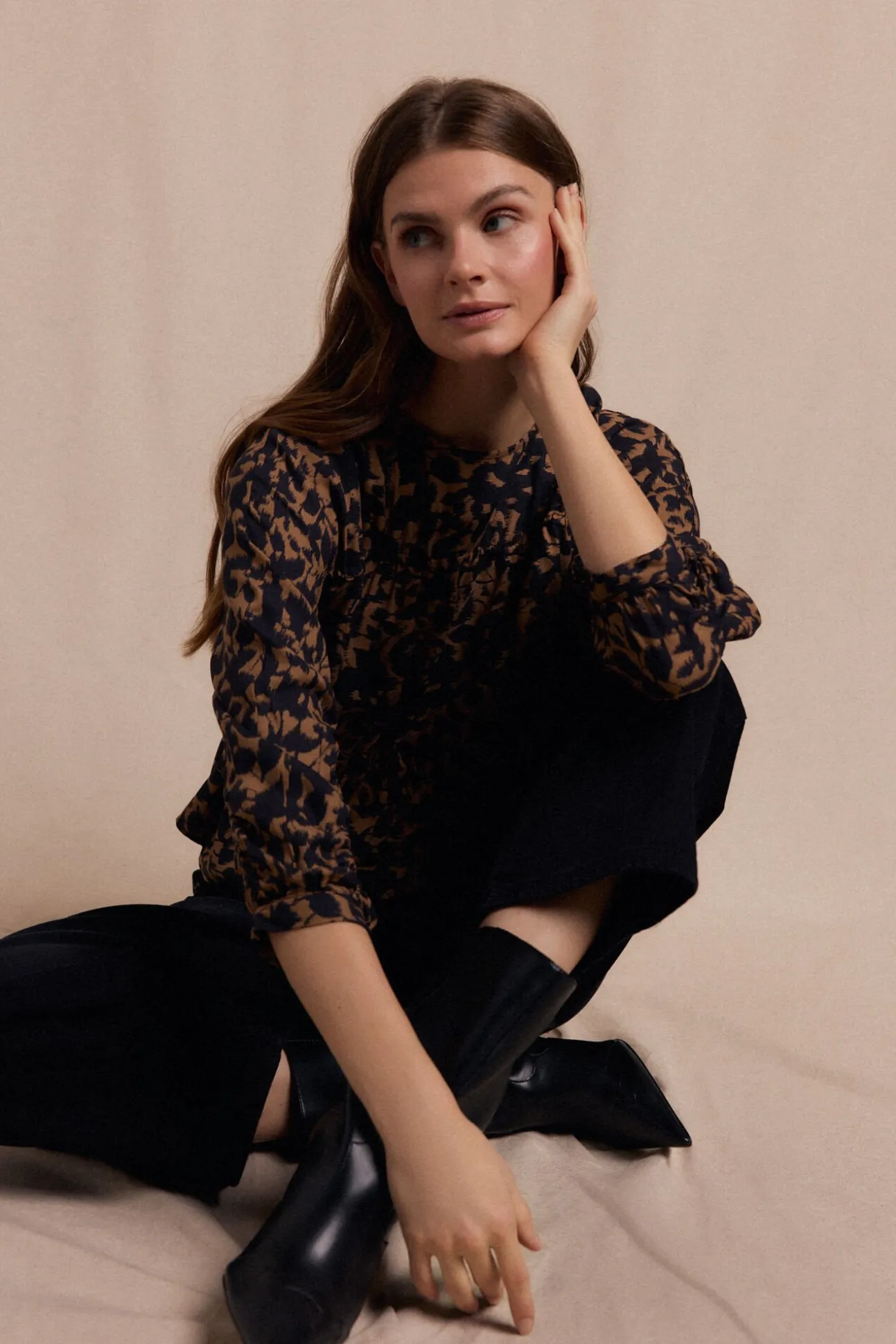 Blusa frunces estampada