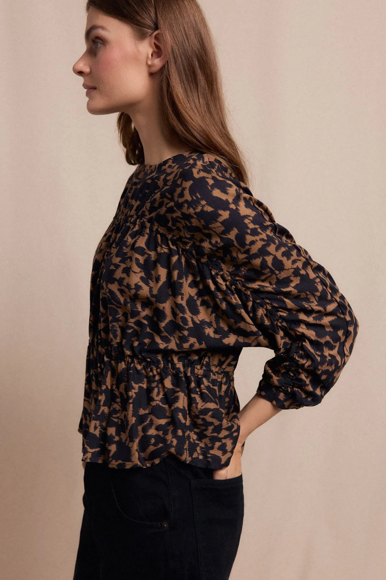 Blusa frunces estampada