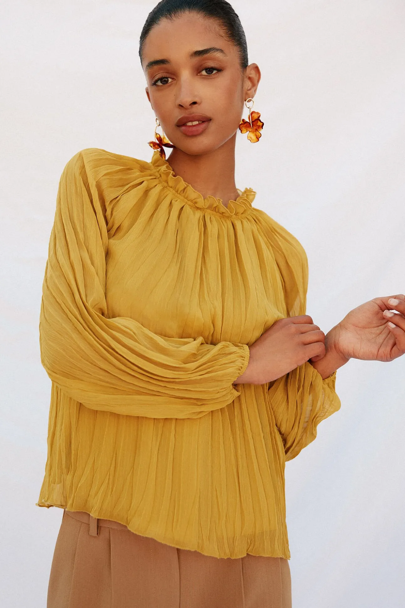 Blusa frunces fluida