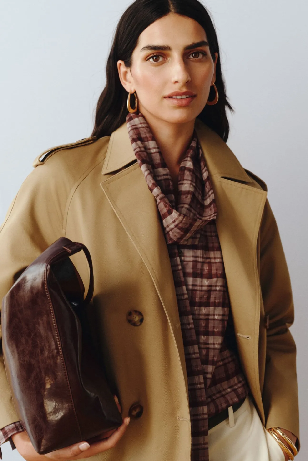 Blusa lazo estampada cuadros