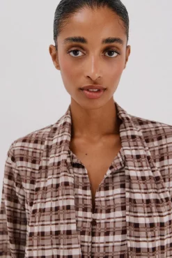 Blusa lazo estampada cuadros