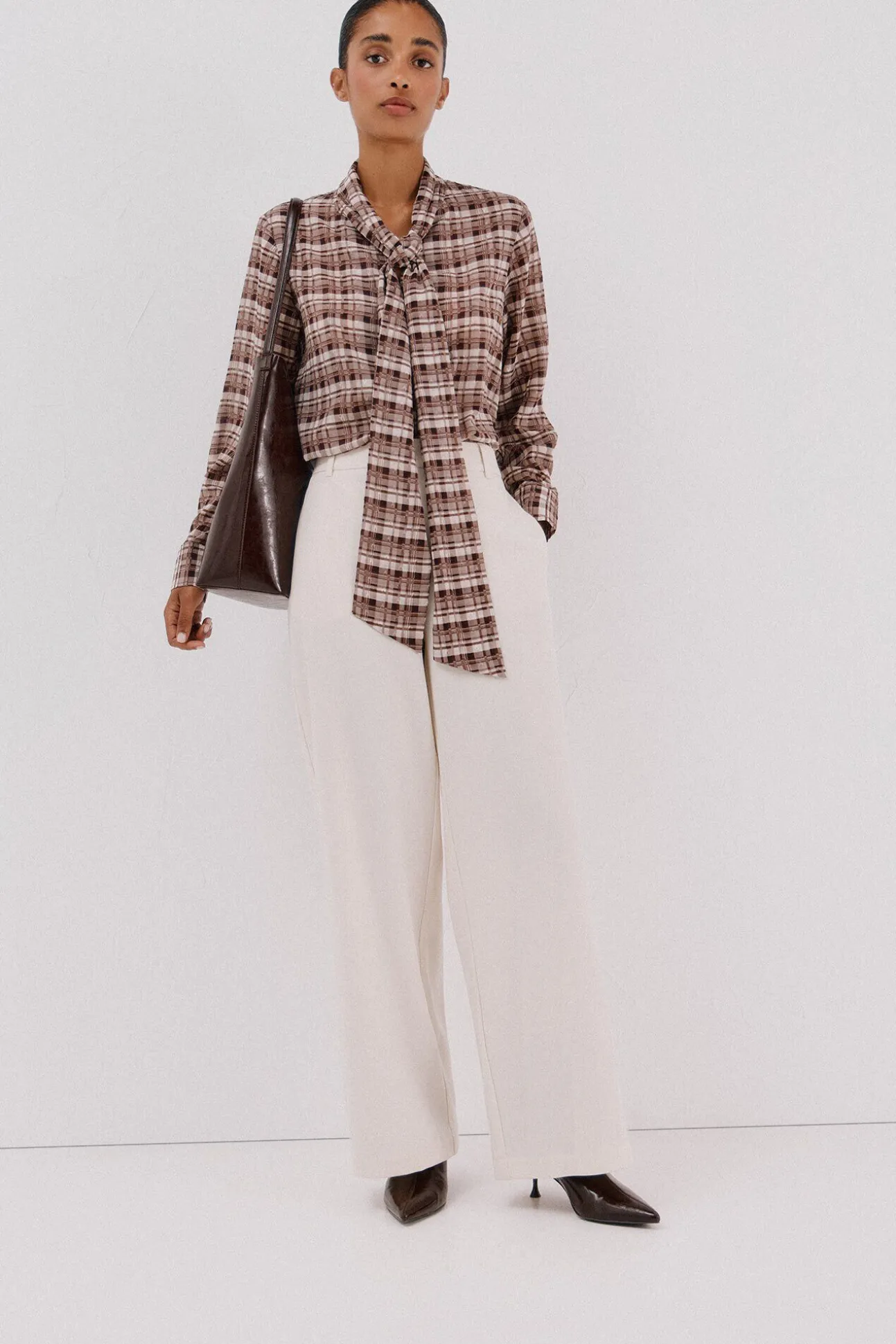 Blusa lazo estampada cuadros