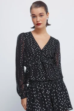 Blusa lurex goma cintura