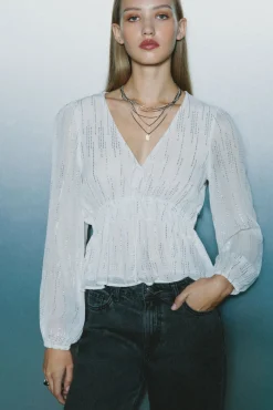 Blusa lurex goma cintura