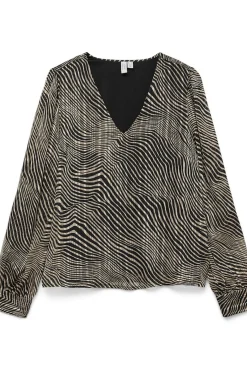 Blusa manga larga cuello pico