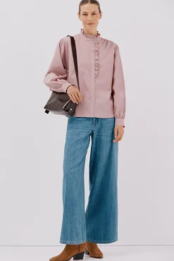 Blusa rayas cuello volantes