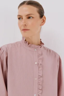 Blusa rayas cuello volantes