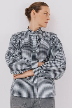 Blusa rayas cuello volantes