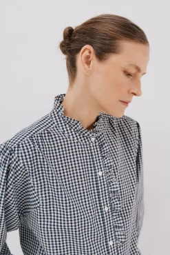 Blusa rayas cuello volantes