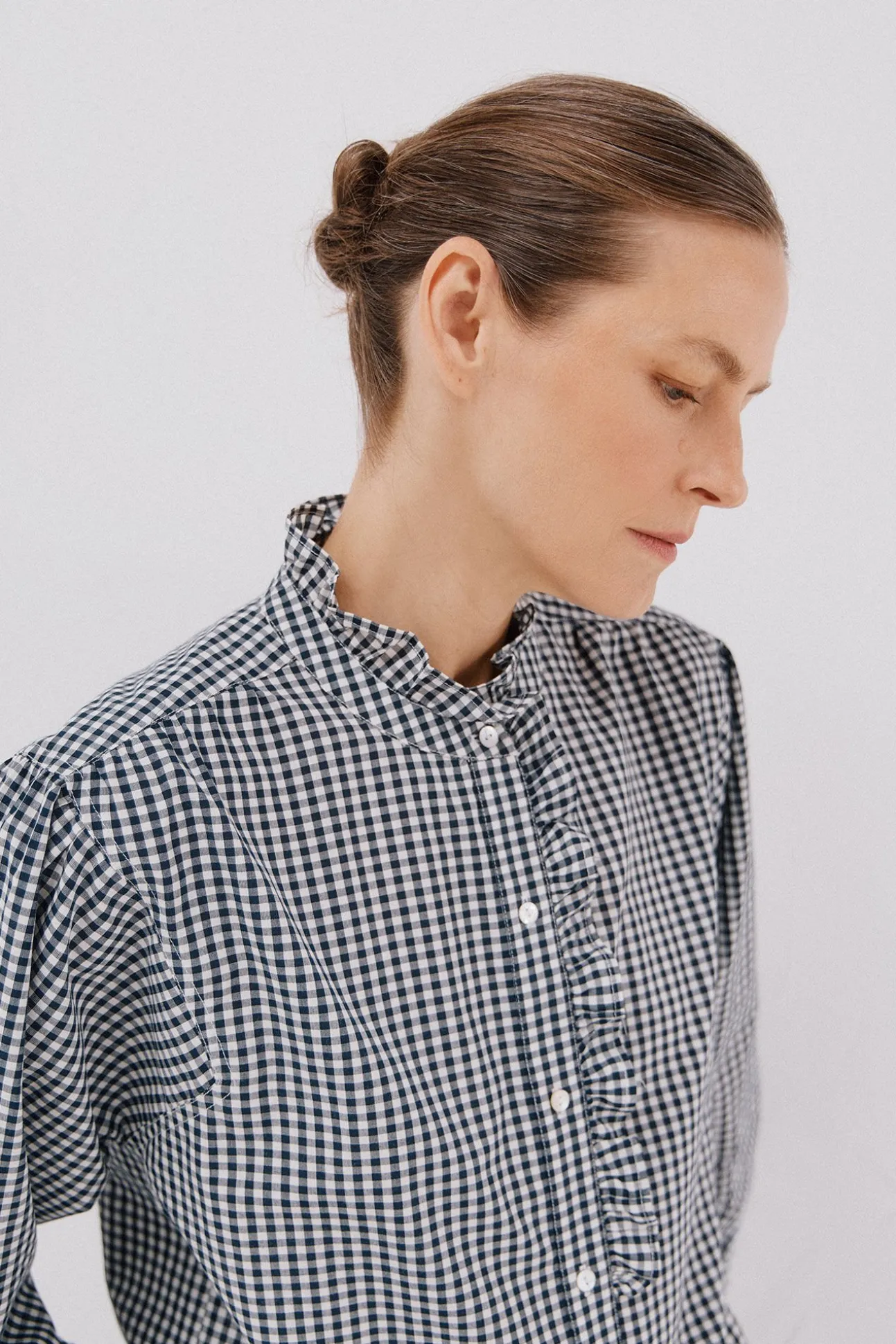 Blusa rayas cuello volantes