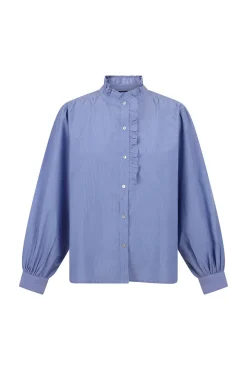 Blusa rayas cuello volantes