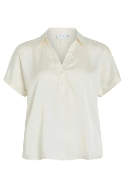 Blusa satinada de manga corta