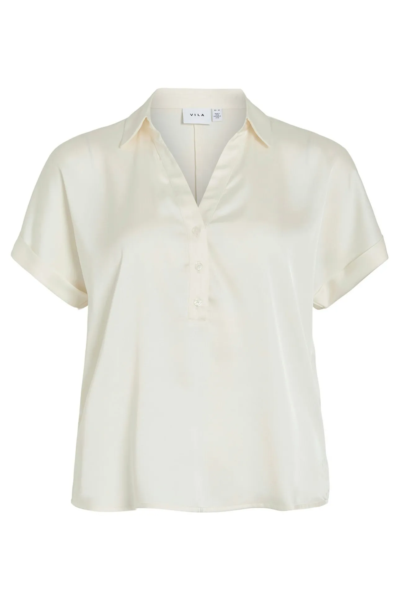 Blusa satinada de manga corta