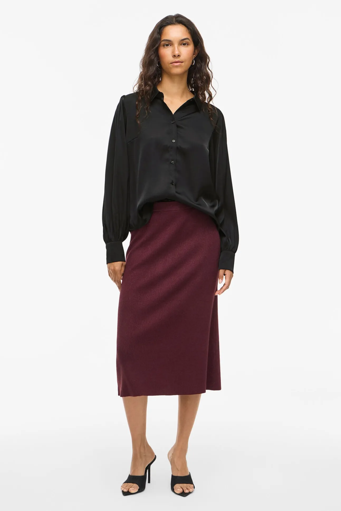 Blusa satinada de manga larga