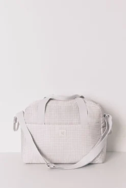 Bolso grande "maternity" cuadros vichy gris oscuro
