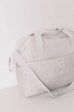 Bolso grande "maternity" cuadros vichy gris oscuro