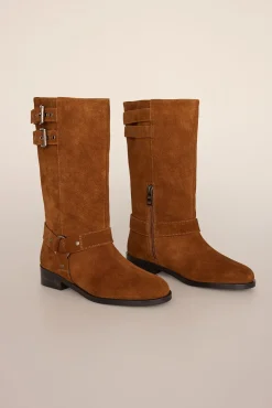 Bota biker serraje con hebillas