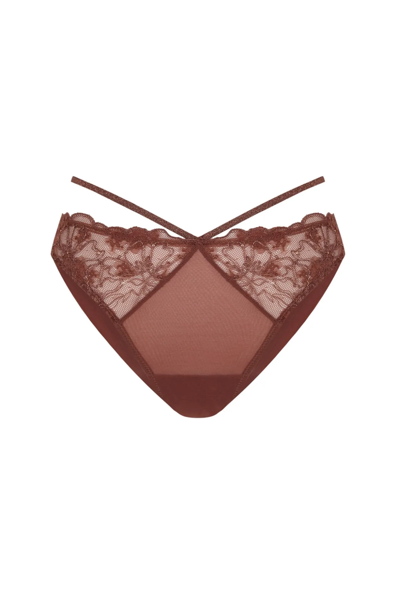 Braga brasileña encaje lurex marrón