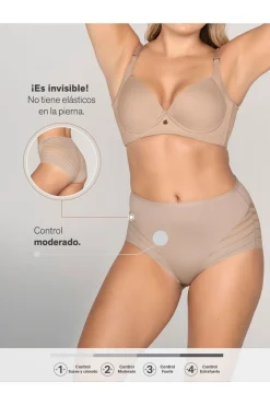 Braga faja clásica con control moderado de abdomen y bandas en tul