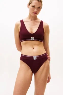 Bralette de canalé con banda elástica y logo