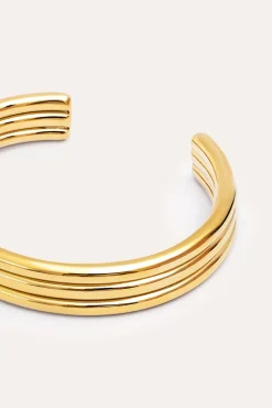 Brazalete Maxi Line Acero Baño Oro