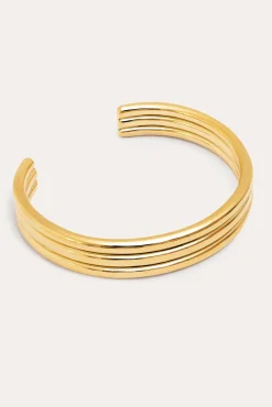 Brazalete Maxi Line Acero Baño Oro