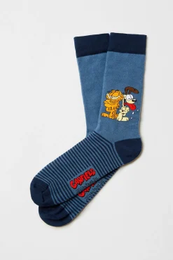 Calcetines altos Besocks de Garfield de algodón orgánico color azul