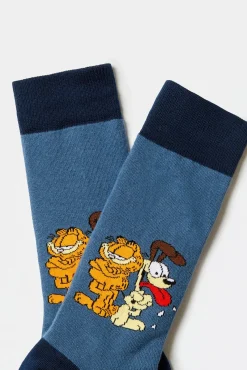 Calcetines altos Besocks de Garfield de algodón orgánico color azul