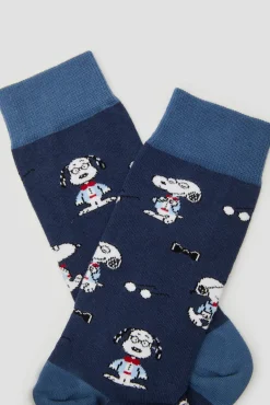 Calcetines altos Besocks de Snoopy de algodón orgánico color azul