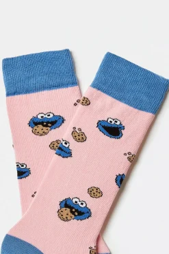 Calcetines altos Besocks de Barrio Sésamo de algodón orgánico color rosa