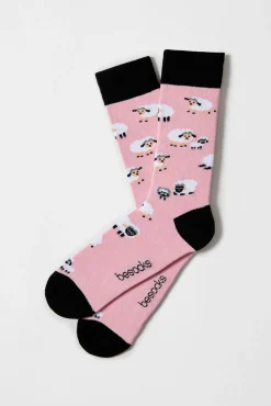 Calcetines altos de algodón orgánico color rosa