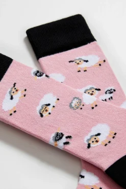 Calcetines altos de algodón orgánico color rosa