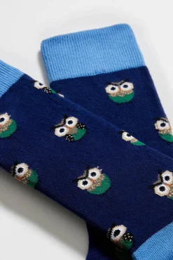 Calcetines altos de algodón orgánico color azul