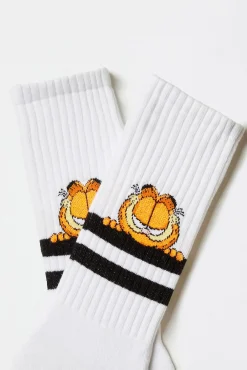 Calcetines altos deportivos Besocks de Garfield de algodón orgánico color blanco