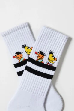 Calcetines altos deportivos Besocks de Barrio Sésamo de algodón orgánico color blanco